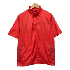 ナイキゴルフ 半袖ハーフジップゴルフジャケット プリントスウォッシュロゴ レッド