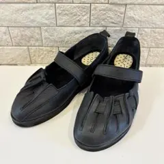 レディース ウェッジソール シューズ ブラック 日本製 25cm コンフォートのサムネイル