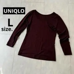 【UNIQLO・ユニクロ】ヒートテックUネック・ワインレッド◇レディースL