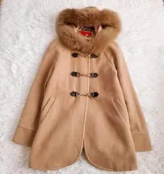 アプワイザーリッシェ ダッフルコート アンゴラ混 フォックスファー キャメル