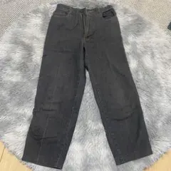サイドゴム　ストレートデニム　ブラック　ビンテージ　M