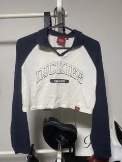 Dickies クロップドトレーナー Mサイズ ホワイト/ネイビーのサムネイル