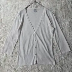 エフデ　Vネックレーヨン混七分袖カーディガン　9　ホワイト　羽織◆A1270