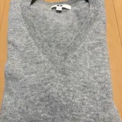 グレー Vネック カシミヤセーター 長袖
