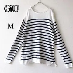 〖GU〗ボーダートップス 綿100パーセント ホワイト ネイビー
