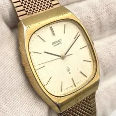 【稼働】SEIKO 腕時計 メンズ ゴールド 新品電池 スクエア ヴィンテージ