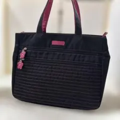 『美品』Mary Quant トートバッグ ブラック ピンク 花柄チャーム