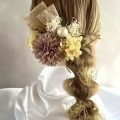 ドライフラワー　髪飾り　成人式　結婚式　卒業式　七五三　前撮り　振袖　袴　白