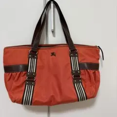 バーバリー　ブルーレーベル　オレンジ 系レッド　ナイロン ショルダーバッグ