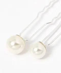 Uピン　パール　ホワイト シルバー　ウェーブ型ヘアピン 18本セット