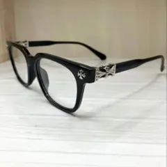 しと様専用　伊達メガネ クロスデザイン 黒縁 サングラス Y2Kシルバー