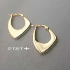 No. 546 ゴールド シルバー925メール 変形 フープピアス 華奢