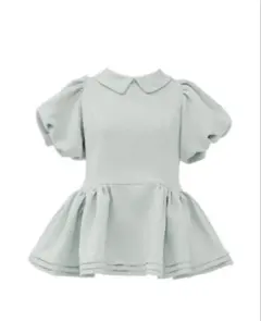 Daisy puff sleeve tweed tops mint blueのサムネイル