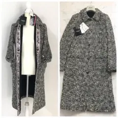 2回着用後クリーニング済　レオナール　ツイードロングコート　36 34の方も 2回着用後クリーニング済 レオナール ツイードロングコート 36