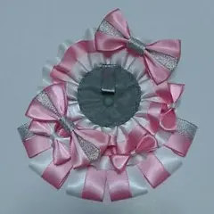 【ピンク・白】　ロゼット　ハンドメイド　値下げ品
