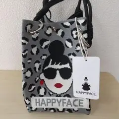新品HAPPYFACE(ハッピーフェイス) レオパード柄ピコニットバッググレー