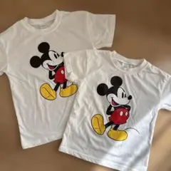 ミッキーマウス Tシャツ ホワイト　110 130 2枚セット売り　兄弟お揃い
