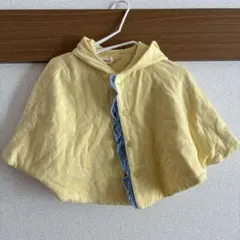 ブランシェス　ベビーポンチョ　リボン　フリル　フード　花柄