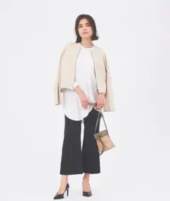 qualite ブルゾン ノーカラージャケット ショート丈