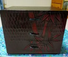木製竹模様収納ボックス 3段