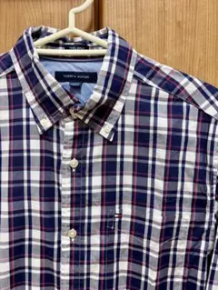 ⭐️美品⭐️トミーヒルフィガー 薄手 長袖チェックシャツ 胸ロゴ S〜Mサイズ