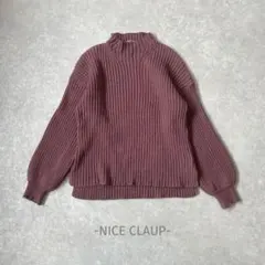 NICE CLAUP/リブハイネックニット/F/くすみピンク/大人可愛い