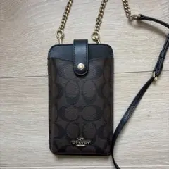 COACH コーチ チェーン スマホショルダーバッグ シグネチャー 馬車金具 