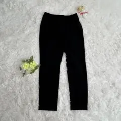 PLST プラステ 上品 黒 センタープレスパンツ　就活　面接　オフィス　美脚