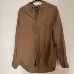 eddie bauer デニムシャツ ブラウン　茶色　刺繍　ロゴ