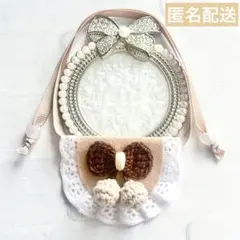 いつぬい ぬい用 ころころ リボン さくらんぼ スタイ 茶色 ベージュ モンぬいのサムネイル