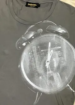 DIESEL black gold 長袖Tシャツ 時計柄 グレージュ 綿100%