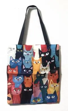 猫柄　プリント　トートバッグ　K-4