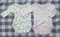 ベビー長袖シャツ肌着2枚　インナー　ロンパース　秋冬厚手サイズ80 綿100%