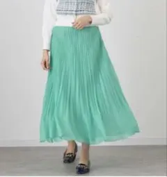 ANAYI スパンオーガンジー プリーツスカート 36 モカグレーアナイ