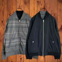 ナノユニバース✨リバーシブルブルゾン【Ｍ】ジップアップジャンパー　ボーダー