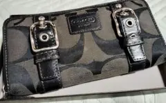 Coach 長財布 ブラック/グレー