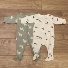 H&M ベビー ロンパース 2枚セット 長袖 3M 60 犬