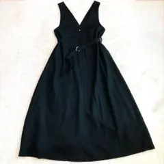 アーバンリサーチ 洗える Vネック ロング ワンピース ジャンスカ Aライン 黒