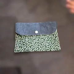 ハンドメイド小物入れ(デニム・唐草模様)