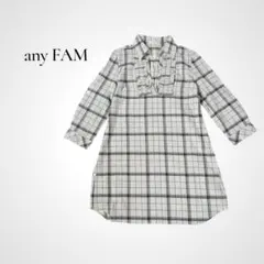 良品★any FAM チェック柄 フリルスキッパーチュニックシャツ 3 コットンのサムネイル