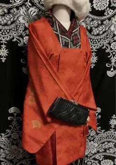 【美品♡】鮮やかなオレンジ色♪　レトロな道行コート