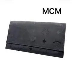 NH03 MCM 美品 ヴィセトス ラウンドファスナー長財布 シルバー金具 