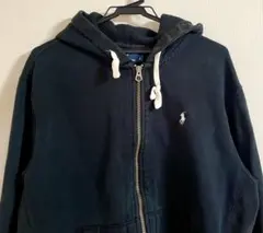 ポロラルフローレン　フルジップパーカー Lサイズ　90s 古着　刺繍ロゴ　フード