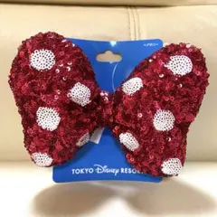 ディズニー リゾート ミニーちゃん スパンコール ヘアゴム ヘアポニー レッド