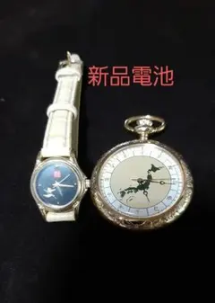 ルーペ付き日本地図ウォッチ☆メンズクォーツ時計☆電池入り稼働品