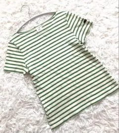 【まるじい様】NIMES ストライプ柄 ボートネック コットンTシャツ Sサイズのサムネイル