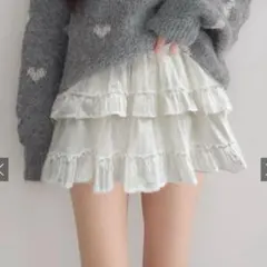インパン地付きフリルティアードミニスカート［gn401 ］ホワイト