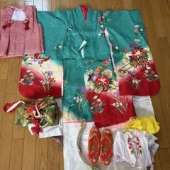 七五三用青赤グラデーション衣装7歳女の子