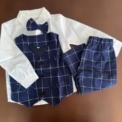 ネイビー チェック柄 セレモニースーツ