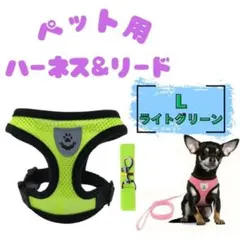 ペット用ハーネス&リード　L　ライトグリーン　犬猫のサムネイル